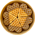 Vers gebakken vanille wafeltjes in hartvorm met Callebaut melkchocolade